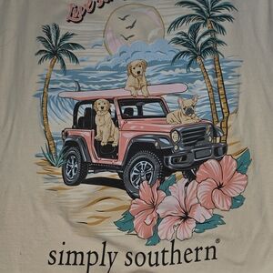 Simply Southern Women's Tee - Cream with Pink and Blue Graphic